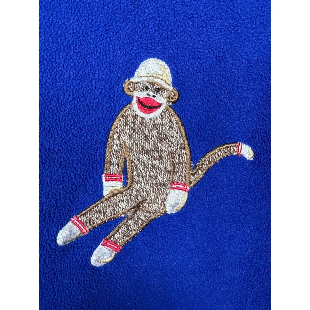 Nick & Nora One Piece Adult Sock Monkey‎ Pajamas Footed Sz L 2009 Sleepwear
